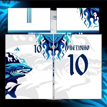 Template Interclasses - Tubarão Fire blue 24 - ARTE VETOR