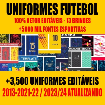 KIT FUTEBOL Vetores Uniforme Camisas Sublimada Cdr, Pacote +3,500